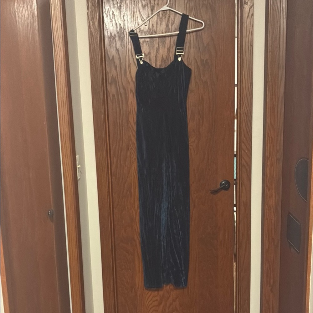 Cider Teal Blue Velvet  Overalls